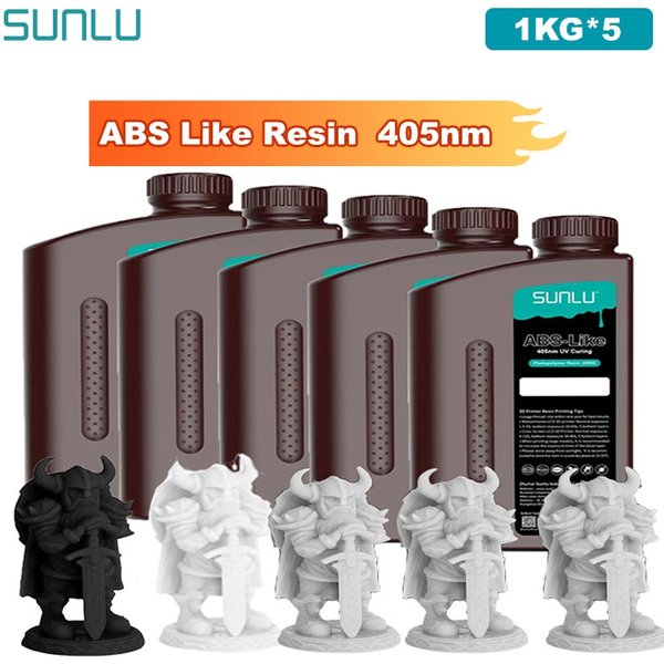 SUNLU 5 kg ABS-ähnliches Harz 1000 g/Flasche 405 nm UV-härtendes Photopolymer-Schnelles 3D-Harz für 2K 4K 6K 8K LCD/DLP/SLA 3D-Drucker