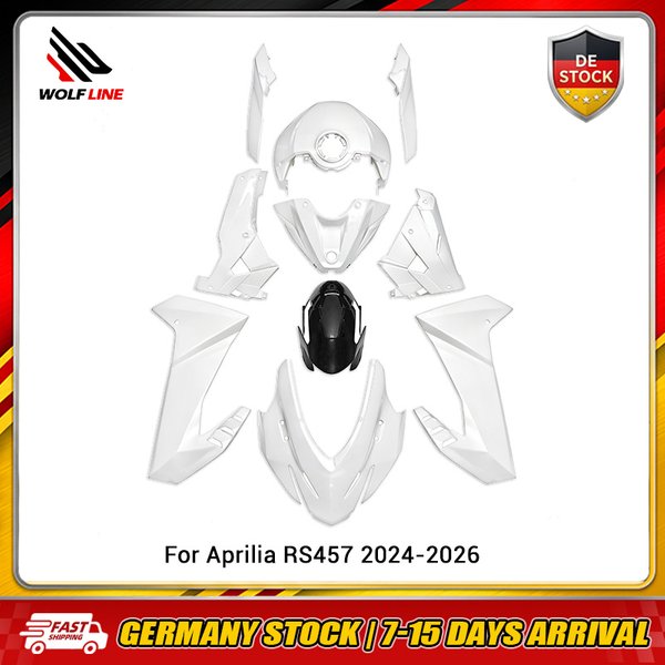WOLFLINE Komplettes Verkleidungsset Karosserie-Paneel-Abdeckung für Aprilia RS457 2024-2026 Motorrad Unlackiert Spritzguss-Karosseriesatz