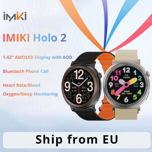 Globale Version IMIKI HOLO 2 Smartwatch Magnetarmband 1,43'' AMOLED-Display Unterstützt Bluetooth-Telefonanrufe Sprachassistent Herzfrequenz- und Schlafüberwachung GPS