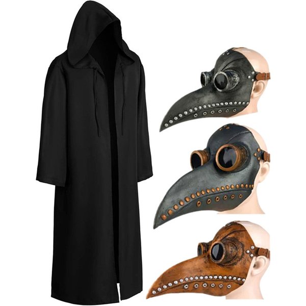 Tunique de sorcière à capuche, Cape d'halloween, Cosplay, masque de docteur de la peste, Costume pour adultes et enfants, masque de jeu de vacances, accessoires