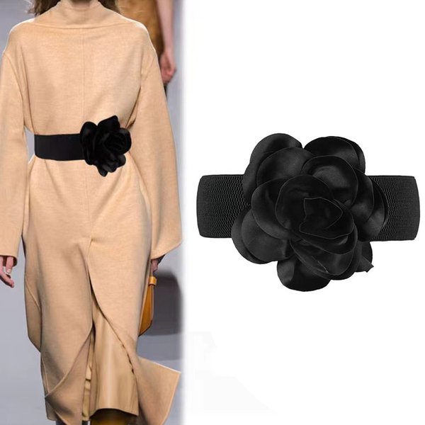 Fleurs à la mode, ceinture large, décoration polyvalente, grandes fleurs, ceinture large élastique pour femmes, décoration de taille, perf
