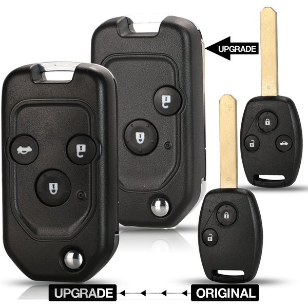 jingyuqin Modified Remote Flip Folding Car Key Shell Case For Honda Accord Civic 2006-2011 CRV Pilot with Button Pad Replace