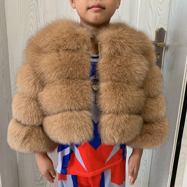 Children's Fox Fur Jacket Real Fox Fur Childs Fur Coat Suitable for Girls and Boys Aged 1-15 Years Old Kids Fur Coat Universal