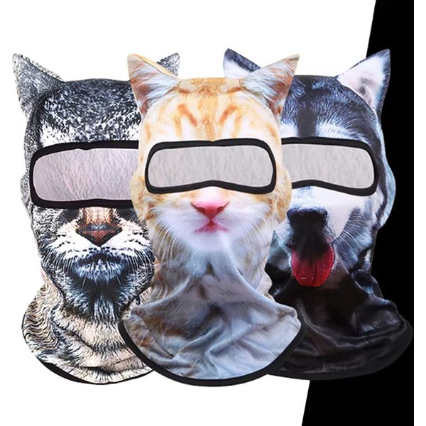 3D Katzen-Skimaske Tiergesichtsbedeckung Vollgesichtshaube Niedliche Tier-Sturmhaube Motorrad Motocross Ski Snowboard Mütze
