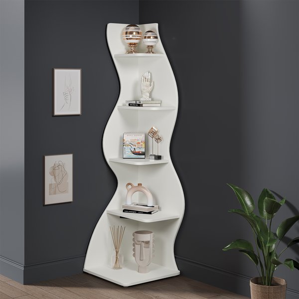Tribesigns 5-stufiges Eckregal, modernes Wand-Eck-Bücherregal, stilvolles kleines Eck-Bücherregal