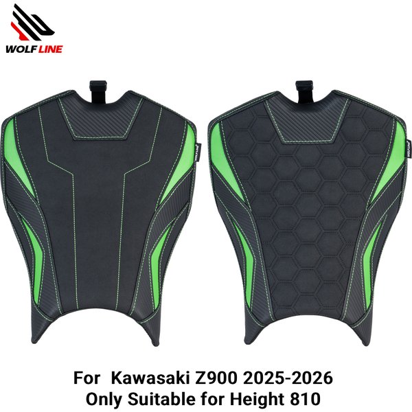 WOLFLINE Vorderer Einzelsitzkissen für Kawasaki Z900 2025-2026, nur passend für Körpergröße 810, Fahrersitz für den täglichen Gebrauch, Pendeln und Touren, PU-Leder Komfort Rutschfester Modifizierter