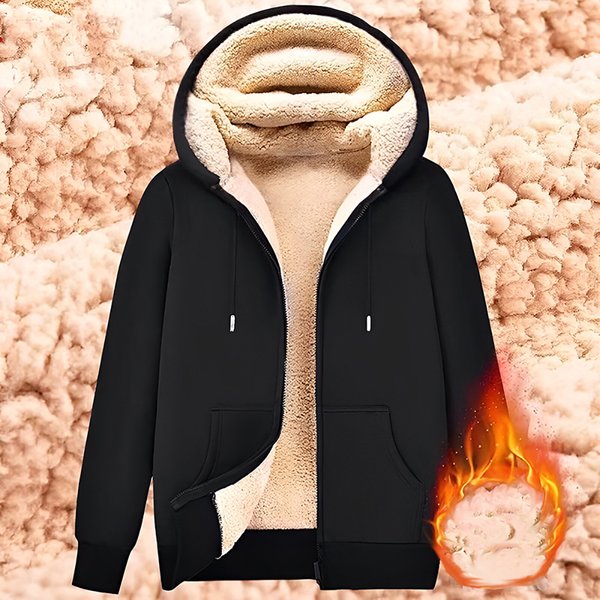 ChimSweatshirt-Cardigan à capuche doublé en peluche pour homme et femme, veste en laine d'agneau, poches avant, fermeture éclair chaude, document pur, manteau d'hiver