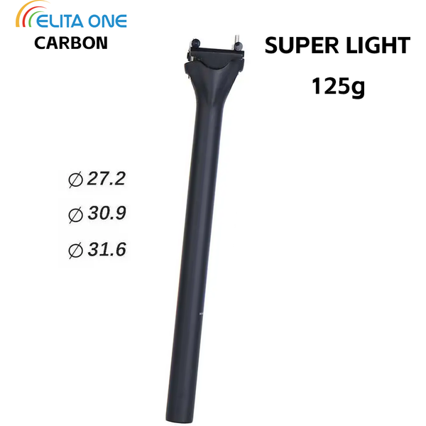 Sztyca rowerowa karbonowa ELITAONE, lekka, 135g, 27.2/30.9/31.6mm, jednokierunkowa, matowa, do rowerów szosowych i MTB, 63C