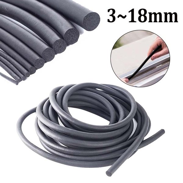 Bande d'étanchéité en mousse de caoutchouc EPDM noire, barre ronde en éponge pour joint de porte d'armoire 2/3/4/5/6/7/8/9/10/12/15/18mm