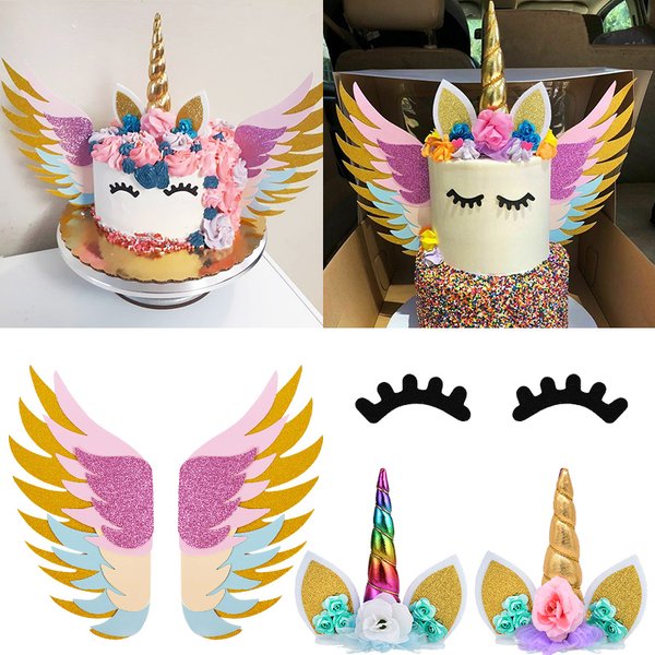 Décoration de gâteau licorne arc-en-ciel pour enfants filles, décoration DIY pour fête d'anniversaire, réception-cadeau pour bébé, faveurs de mariage, fournitures de fête à thème licorne
