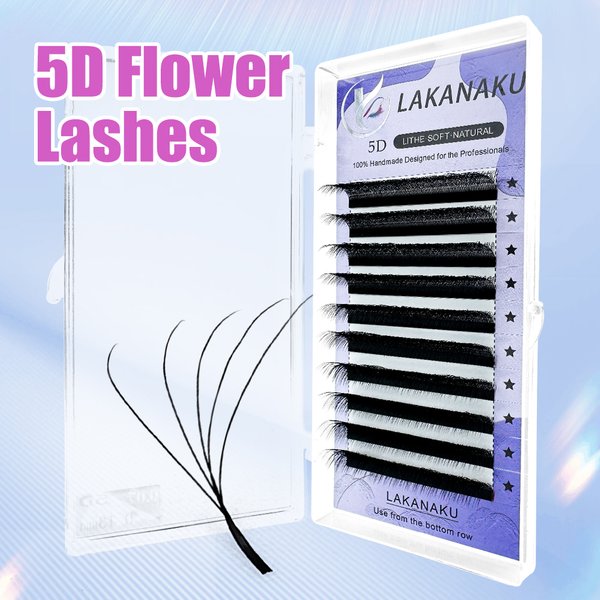 LAKANAKU Cilios 5D Extension de cils en forme de W floraison automatique W cils C/D Curl haute qualité faux cils individuels