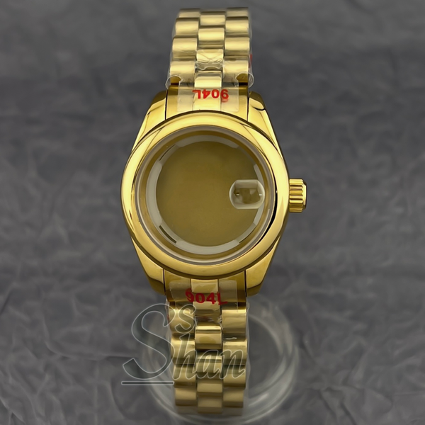 31mm Ladies Watch Case, Beveled/Rounded/Groove Bezel, Sapphire Crystal Waterproof Watch Parts Fits NH05 NH06 Automatic Movement