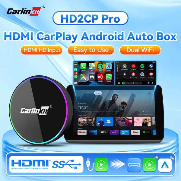 2026 CarlinKit HD2CP Pro CarPlay zu HDMI Smart Box Kabelloses Android Auto CarPlay 3-in-1 Smart Car Box Plug-and-Play 2K Video-Streaming-Box für IPTV YouTube Netflix