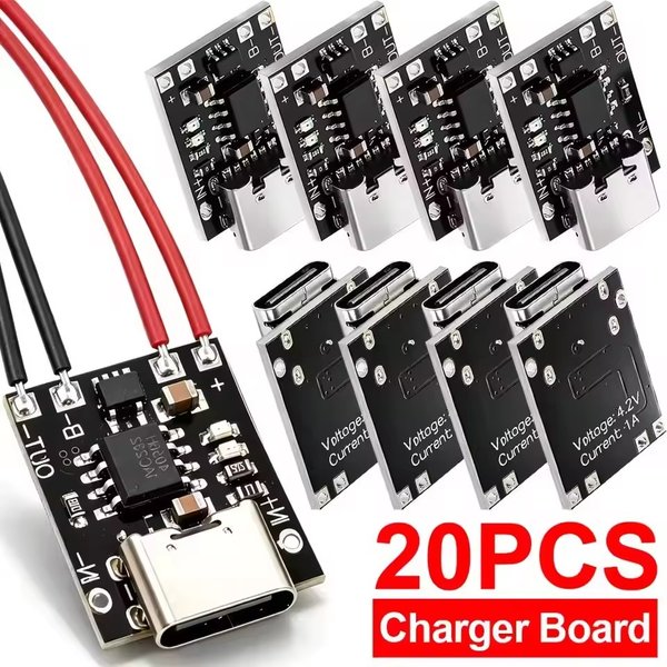 Typ-C-Ladeplatine mit Schutzschaltung, USB-C-Schnittstelle, Lademodul 3,7V-4,2V, 18650 Li-Ionen-Akku für DIY-Projekte