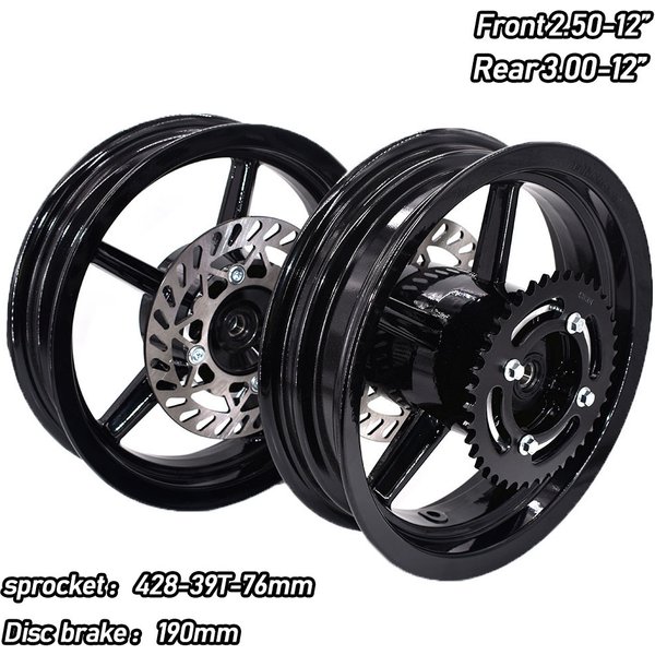 Jantes Super Motor de 12 pouces, avant 2.50-12, arrière 3.00-12, pour motos tout-terrain, pit bikes, roues à chambre à vide