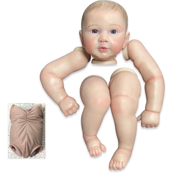 NPK 19 Zoll fertige wiedergeborene Piper-Puppengröße, bereits bemalte Kits, sehr lebensechtes Baby mit Stoffkörper, viele Details, Adern