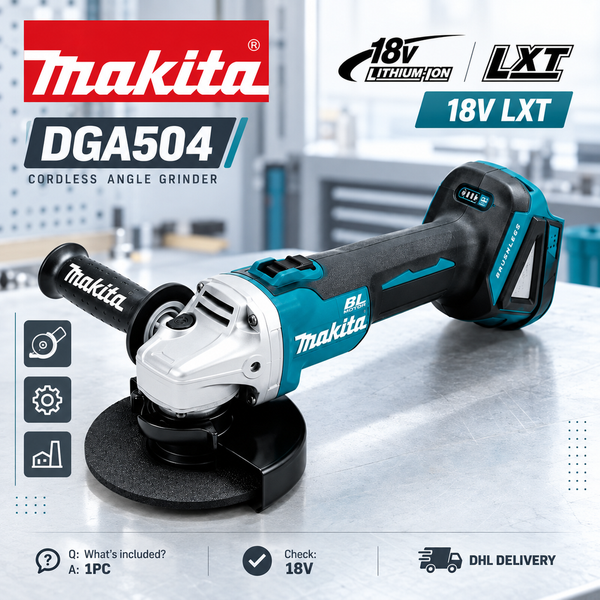 Akku-Winkelschleifer DGA504 Makita 18V Bürstenloser LXT Akku-Schleifer zum Schneiden, Schleifen und Polieren von Metall und Holz, mit Werkzeug oder als Set erhältlich