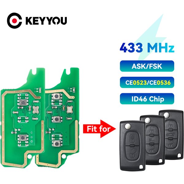 KEYYOU Remote Car Key Circuit Board 2/3 Button ASK FSK Fob For Peugeot 407 407 307 308 607 For Citroen C2 C3 C4 C5 CE0536 CE0523