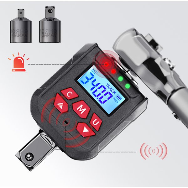 MoveCrab Digitaler Drehmomentadapter-Kit 1/2"+1/4"+3/8" Antrieb 10-400 Nm ±2 % 500 Speicher und 9 Voreinstellungen Fahrrad-/Auto-/Industrie-Drehmomentprüfer