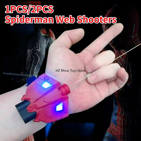 1PCS/2PCS Spider Web Shooters Cobweb Launcher String Magnetic Sensor Light, Spider Silk Launcher Wrist Toy for Birthday Gift