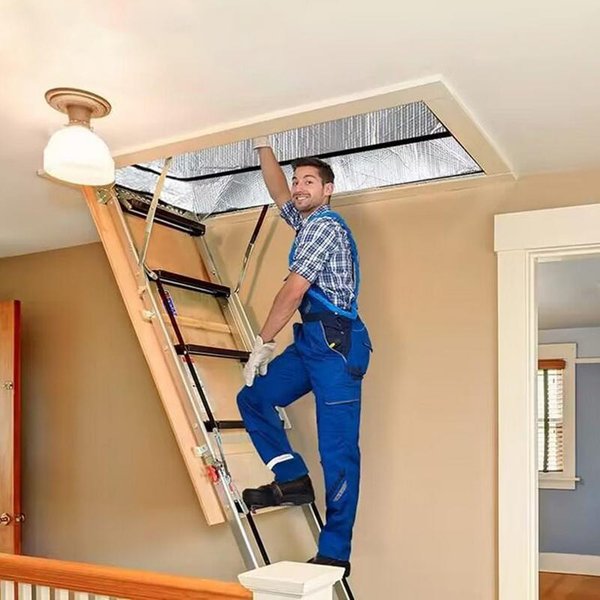 Couvercle d'isolation pour escaliers de grenier, 25 po X 54 po X 11 pouces, Double bulle pour tirer vers le bas des escaliers, réflète 97 de