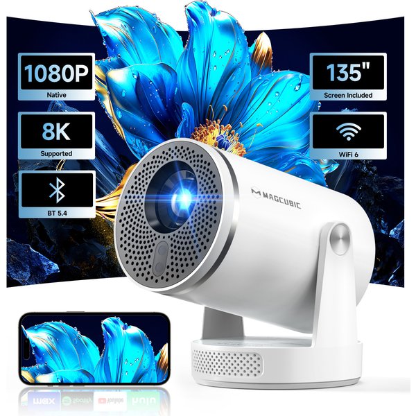 Magcubic HY320Pro Heimkino-Projektor, 400ANSI Native 1080P Full HD Autofokus, Sprachsteuerung Android 14 8K Tragbar, HY300 Pro Upgrade