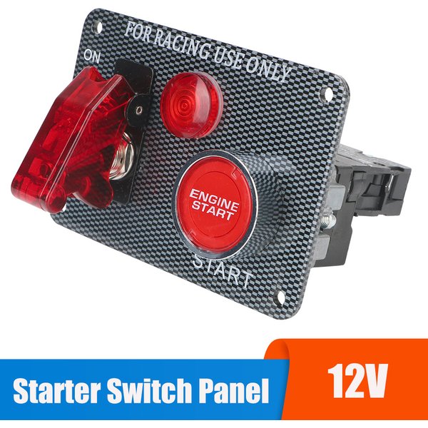 Démarreur de voiture de course 12V, bouton d'arrêt, panneau de commutation à bascule, accessoires automobiles en Fiber de carbone pour bateau ATV UTV