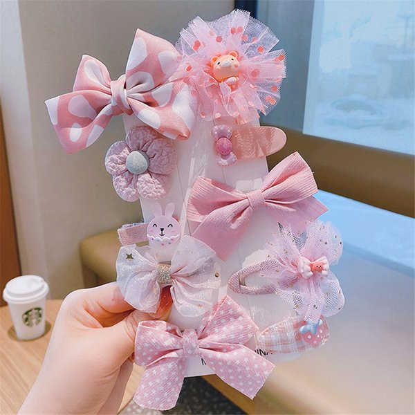 10 pièces/ensemble bébé fille cassé cheveux accessoires dessin animé enfants mignon Style coréen jeunes enfants arc maille épingle à cheveux princesse en gros