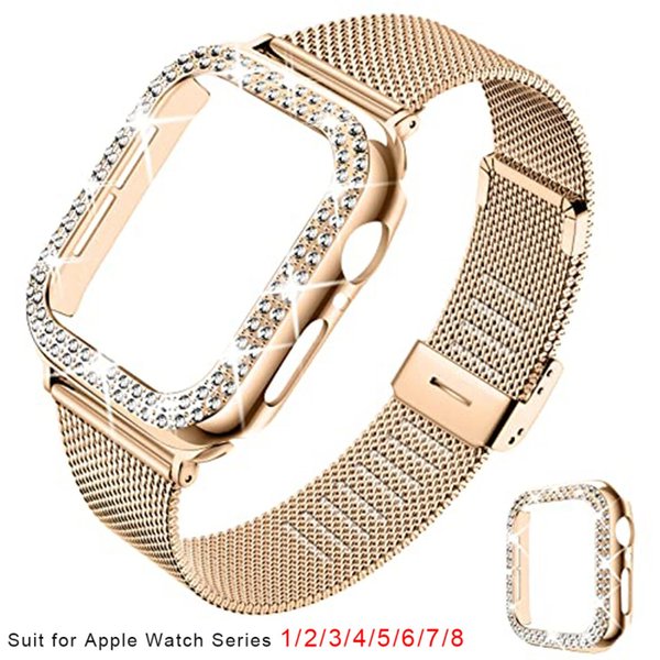 Bracelet Silm + étui pour Bracelet de montre Apple 40mm 41mm 44mm 45mm 38mm 42mm Bracelet milanais Correa Meatl série IWatch 3 4 5 6 SE 7 8