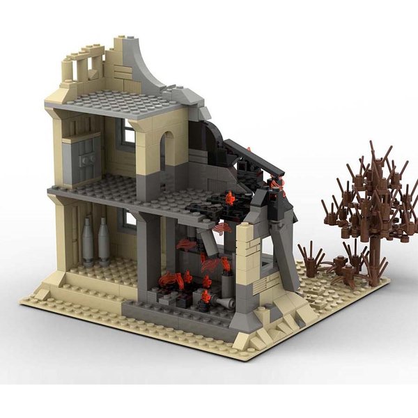 WW2 Pubg Military Base Verlassene Ruined Gebäude MOC Bausteine Set Teile für Armee Soldat Mini Action Figuren Jungen Spielzeug