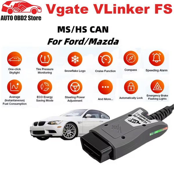 Vgate VLinker FS USB ELM327 für Ford FORScan, für Mazda HS MS CAN ELM327 OBD2 Auto-Diagnose-Scanner-Schnittstellenwerkzeuge OBDII