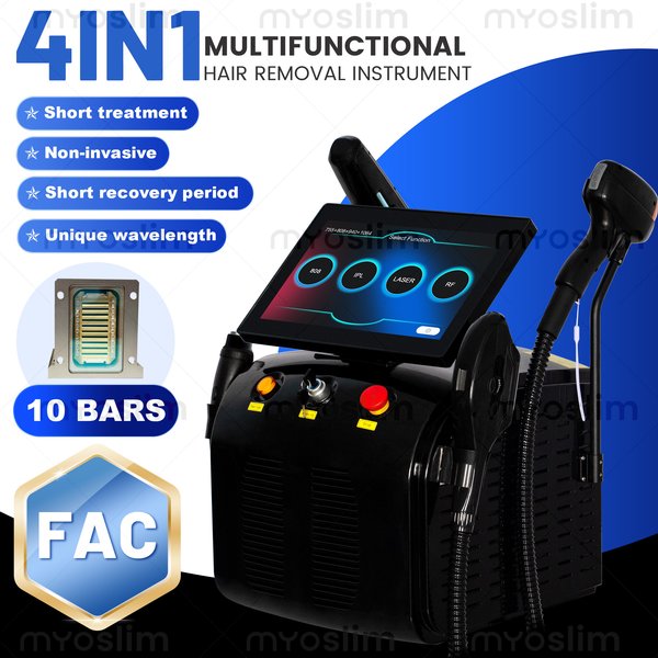 4-in-1 16 Bars FAC Diodenlaser Haarentfernung Ice Platinum IPL Haarentfernung Pico Tattooentfernung RF Hautverjüngungsgerät CE 5000W