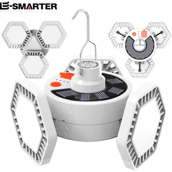 Lampe de camping solaire LED aste, 3 cuir chevelu, lampe pliante, éclairage de secours portable, ampoule d'équipement de camp, injuste, solaire ou USB