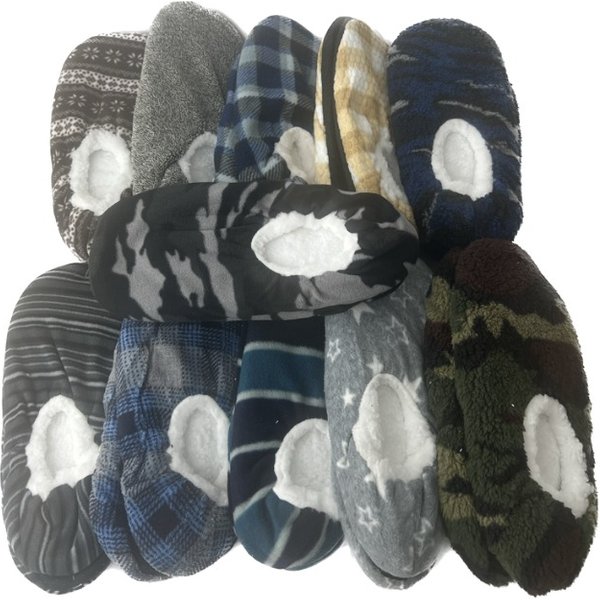 Winter Warme Hausschuhe Casual Herren Flache Streifen Stern Plus Größe Nicht Grip Plüsch Hause Weichen Bequemen Flauschigen Boden Männliche Faul Haus Schuhe