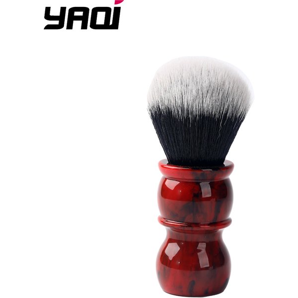 Yaqi-Brosse à Barbe en Cheveux Synthétiques pour Homme, Brosse de Rasage, Marbre Rouge, 24mm