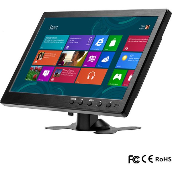 Degreat 10,1" LCD HD Monitor Tragbarer Mini-TV & Computerbildschirm 2-Kanal-Videoeingang Sicherheitsmonitor mit Lautsprecher HDMI VGA