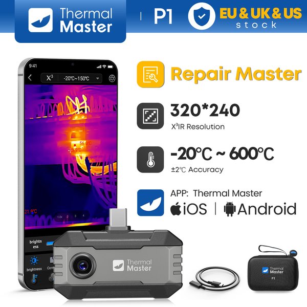 (Für iPhone und Android) P1 Wärmebildkamera iOS Android 320*240 X³IR Auflösung Wärmebildkamera Temperaturmessgerät 600 ℃