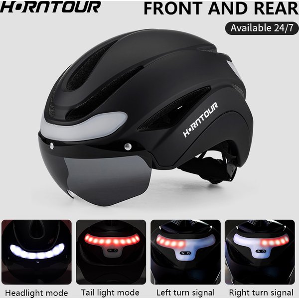 Horntour-Casque de vélo avec lumières LED, casque de vélo de route, casquette de sécurité, sports de plein air, cyclisme professionnel, course, hommes et femmes