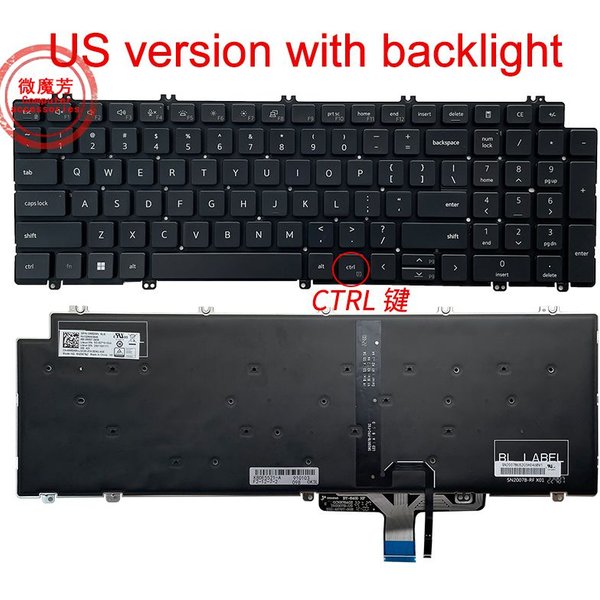 Clavier anglais pour ordinateur portable DELL Latitude, 5520, 5521, 5530, 5531, Precision 3560, 3561, PcommencerF, 3570, 3571, 3580, US, Nouveau