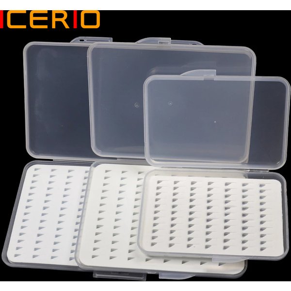 ICERIO 1 PC/2 PC Micro mouches et mèches nymphe mince boîte à mouche avec mousse pêche à la mouche leurre boîte Pesca matériel de pêche taille S/M/L