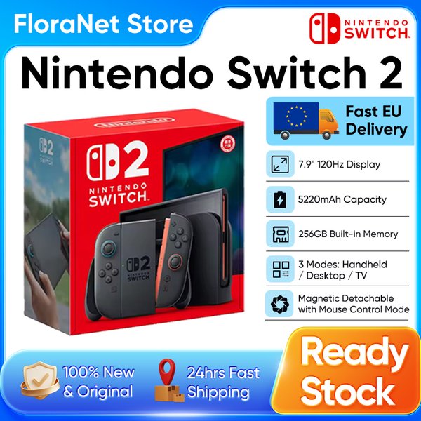 Nintendo Switch 2, przenośna konsola z ekranem 7,9 cala i częstotliwością 120 Hz, z 2 kontrolerami Joy-Con, HDR, trybem magnetycznym do podłączenia do telewizora, przenośna konsola do gier wideo.