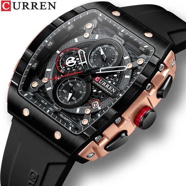 Istro REN-Montre-bracelet carrée à quartz étanche pour homme, chronographe Shoous, horloge de date, montres de luxe, marque supérieure
