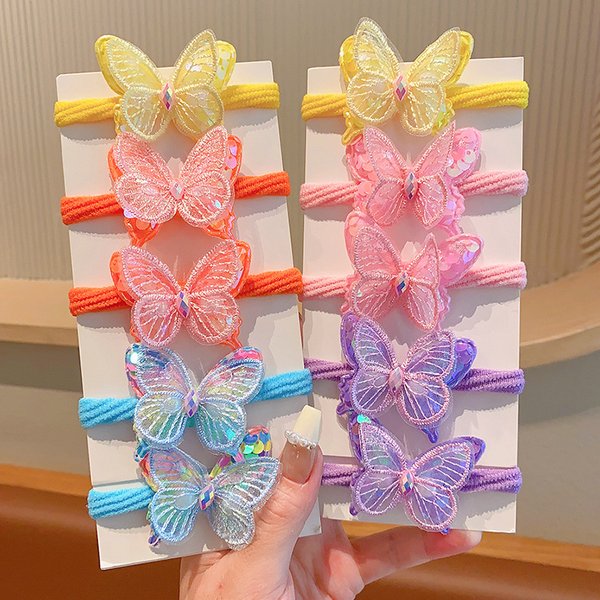Bandeaux élastiques à paillettes pour filles, papillon mignon, queue de cheval pour enfants, cravates pour cheveux pour enfants, vêtements de sauna pour bébé, accessoires pour cheveux, nouveau, 2