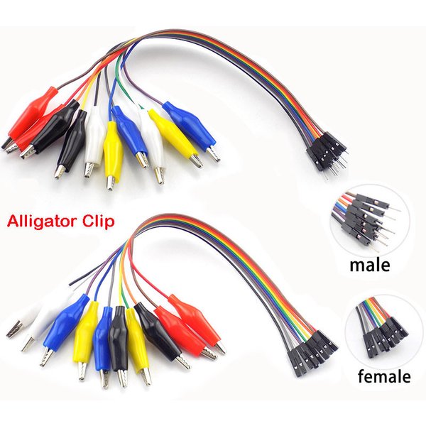 20cm 30cm 10pin Double-end Alligator Clips Jump Wire Male Female Crocodile Clip Test Lead Jumper Wire Line Cable DIY Connection