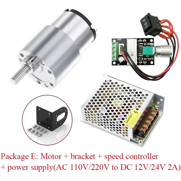 JGB37-520 DC 12V 24V moteur à engrenages de réduction grand couple haute puissance 15kg 7 tr/min-960 tr/min 520 moteur à engrenages moteur inversé
