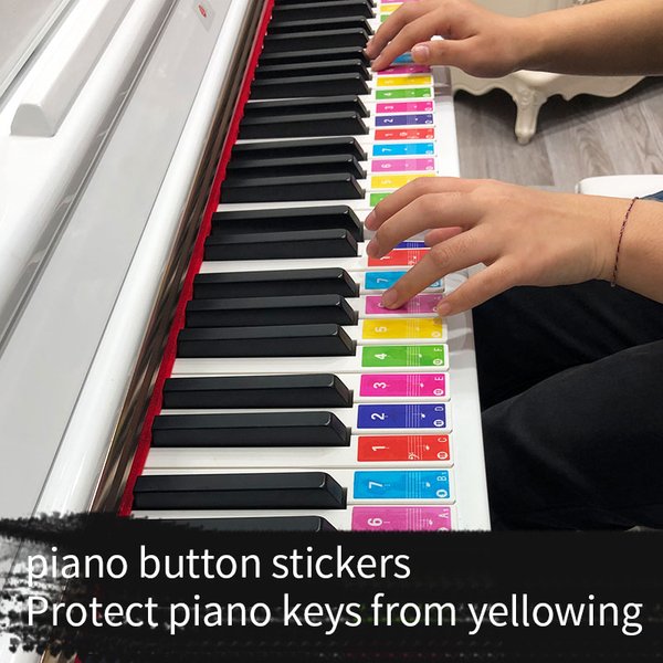 Autocollants de répétition amovibles de couleur piano pour débutants, 88, 61, 76, 49 touches, étiquettes de notes pour clavier, aides à la pratique pour les apprenants de piano.
