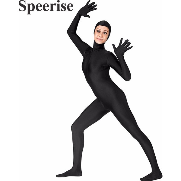 Women Zentai Costumes Adult Open Face Full Body Bodysuit Spandex Nylon Cosplay Halloween Solid Zipper Cosplay Adult Skin Tights