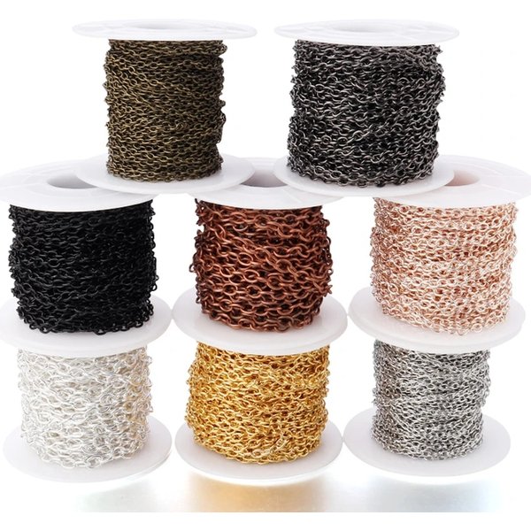 Hochwertige 10 Yards/Roll Bulk Cross Ketten Halskette Kette für Schmuck herstellung Ergebnisse DIY Halskette Armband Kette Materialien