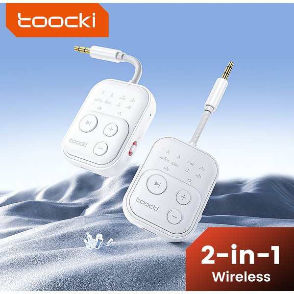 Toocki Wireless Audio Receiver Bluetooth 5.2 Adapter APTX HD AAC 2 in 1 3,5 mm AUX Dual Device Adapter für TV Auto Lautsprecher Schalter