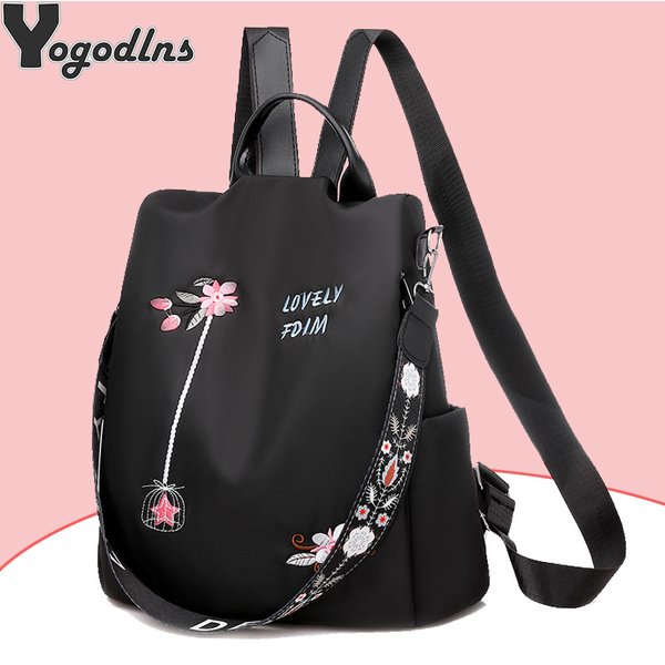 Wasserdichte Oxford Frauen Rucksack Mode Anti-diebstahl Schule Tasche Stickerei Designer Weibliche Große Kapazität Reise Schulter Handtasche